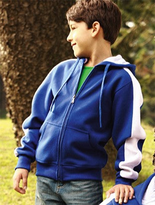 Kids Contrast Fleece Zip Through Hoodie