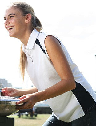 Team Essentials-Ladies Sleeveless Contrast Polo