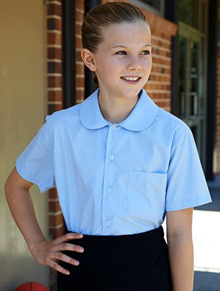 Girls Peter Pan Collar Short Sleeve School Shirt