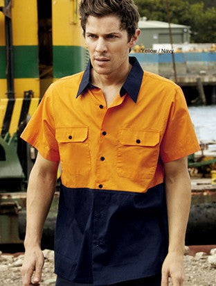 Unisex Adults Hi-Vis Cotton Twill Shirt S/S